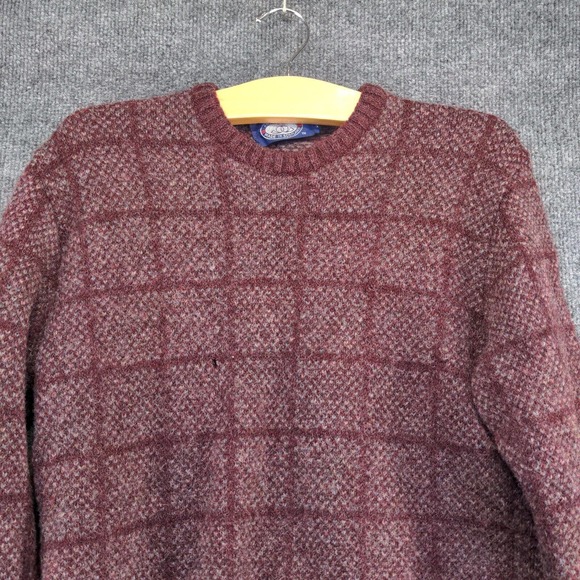 Knights Bridge Women's Pullover Knit Sweater Red Check Medium Crew Neck Vintage - Picture 3 of 12